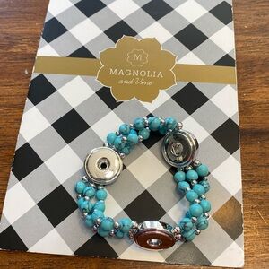 Magnolias and Vine Southwest Stretch bracelet- fits 3- original snaps, new